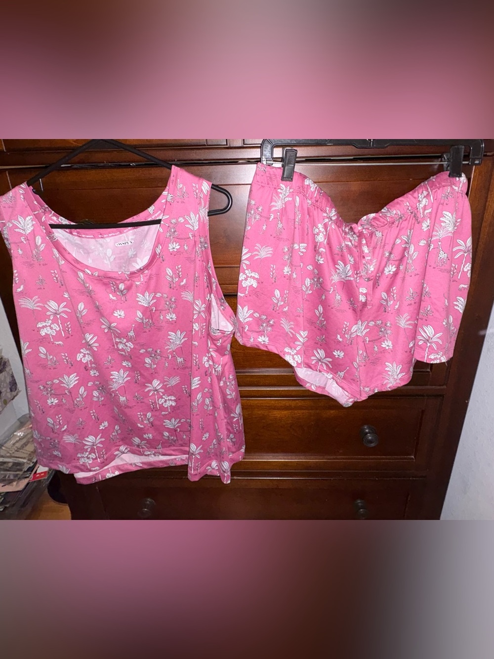 Joyspun Pink Floral Sleep Set - Sleep/lounge Tank Top & Shorts